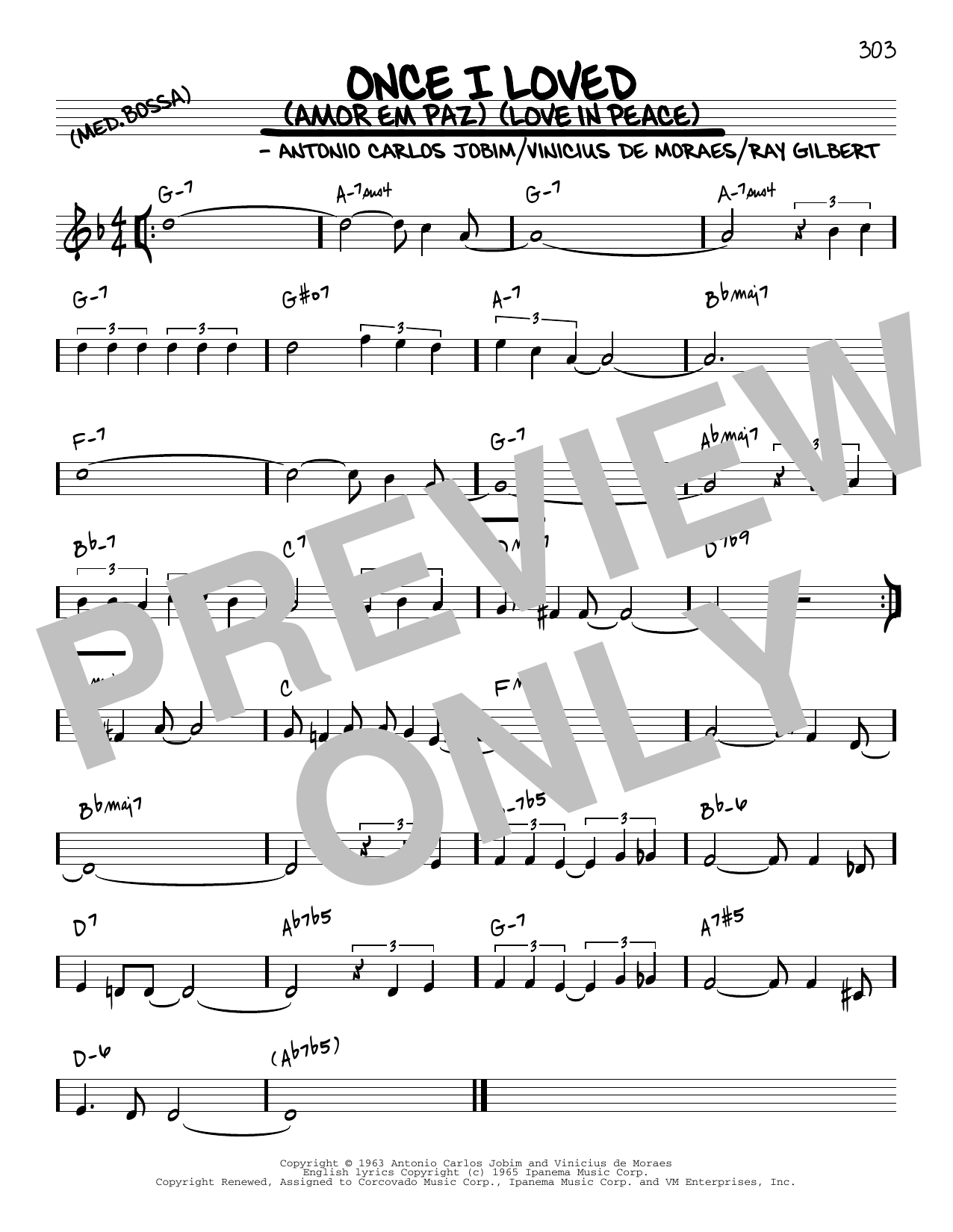 Antonio Carlos Jobim Once I Loved (Amor Em Paz) (Love In Peace) [Reharmonized version] (arr. Jack Grassel) Sheet Music Notes & Chords for Real Book – Melody & Chords - Download or Print PDF