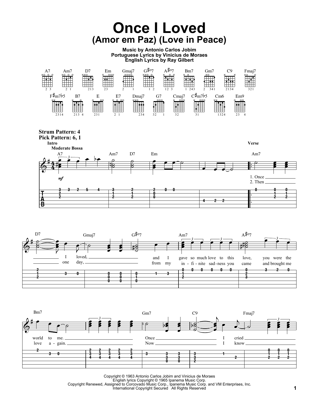 Antonio Carlos Jobim Once I Loved (Amor Em Paz) (Love In Peace) Sheet Music Notes & Chords for Real Book - Melody, Lyrics & Chords - C Instruments - Download or Print PDF