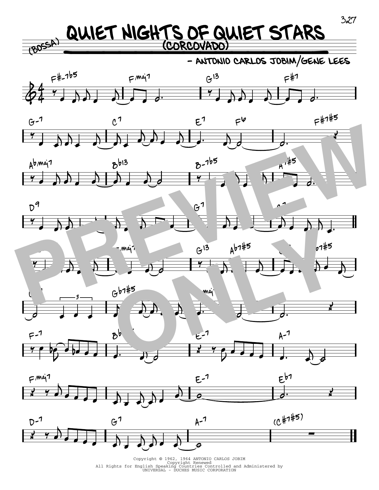Antonio Carlos Jobim Quiet Nights Of Quiet Stars (Corcovado) [Reharmonized version] (arr. Jack Grassel) Sheet Music Notes & Chords for Real Book – Melody & Chords - Download or Print PDF
