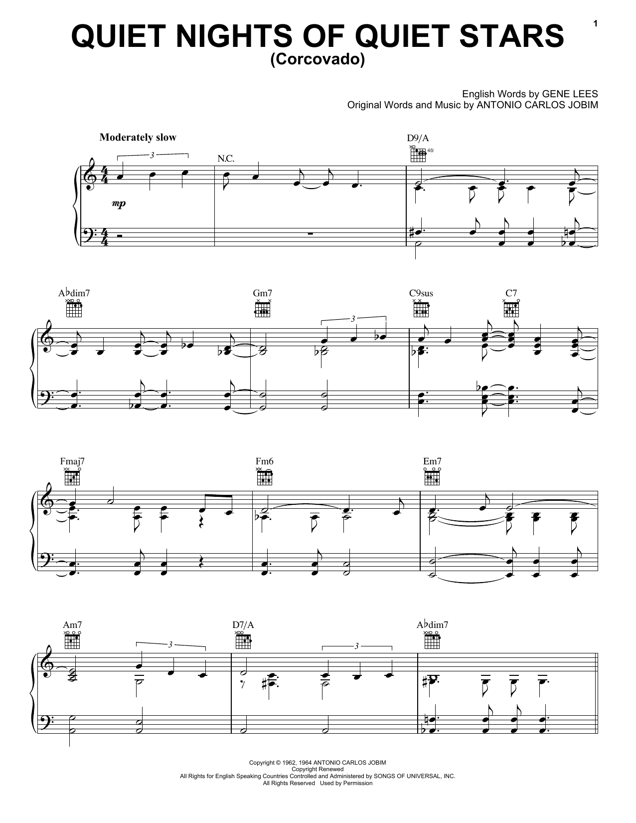 Antonio Carlos Jobim Quiet Nights Of Quiet Stars (Corcovado) Sheet Music Notes & Chords for Cello - Download or Print PDF