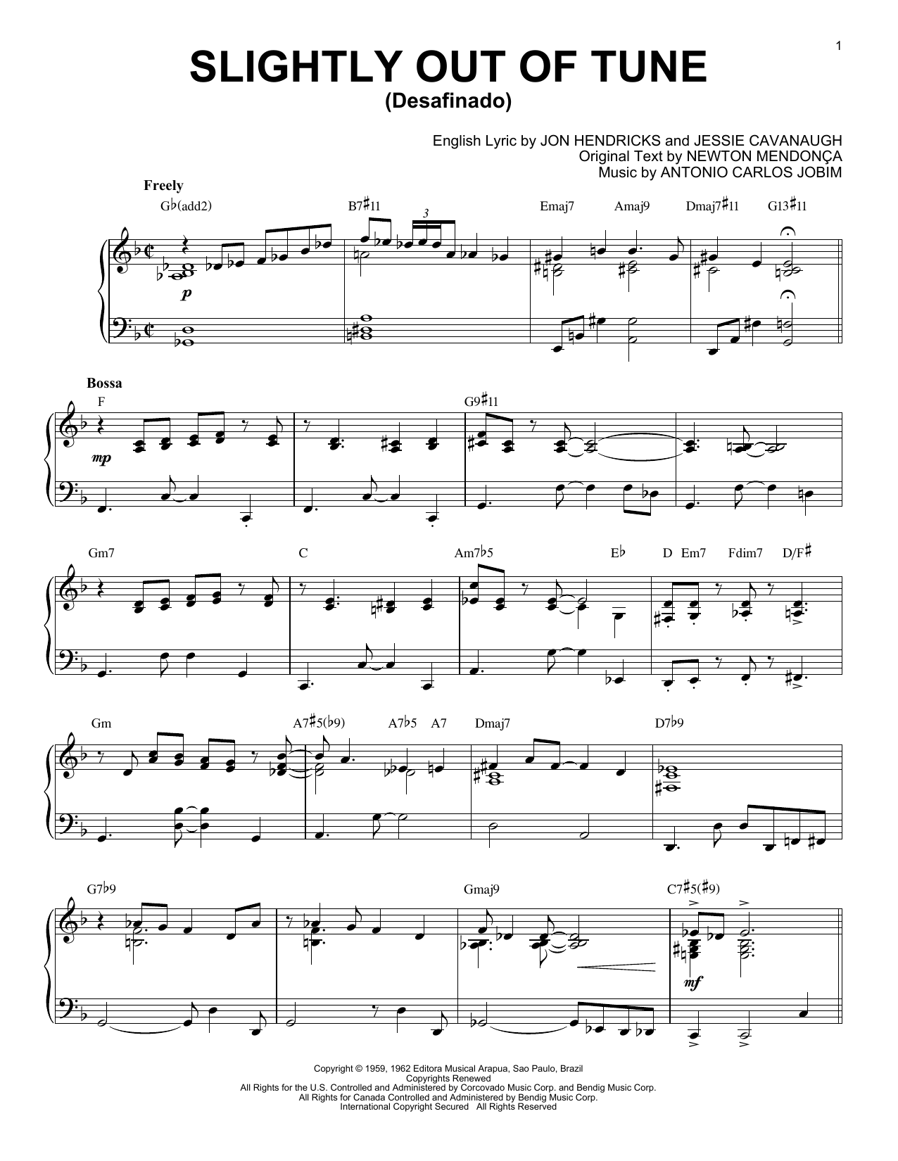 Antonio Carlos Jobim Slightly Out Of Tune (Desafinado) [Jazz version] (arr. Brent Edstrom) Sheet Music Notes & Chords for Piano Solo - Download or Print PDF