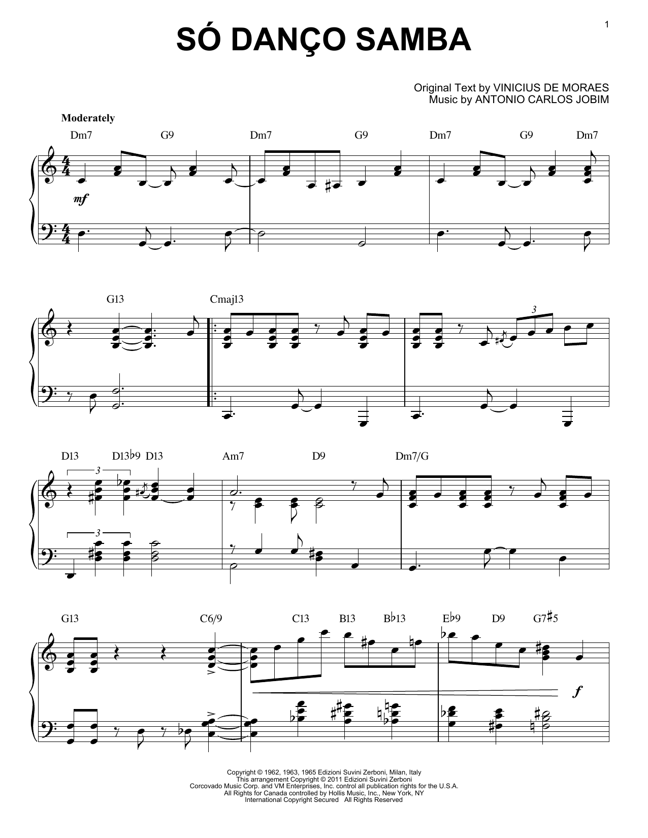 Antonio Carlos Jobim So Danco Samba [Jazz version] (arr. Brent Edstrom) Sheet Music Notes & Chords for Piano, Vocal & Guitar (Right-Hand Melody) - Download or Print PDF