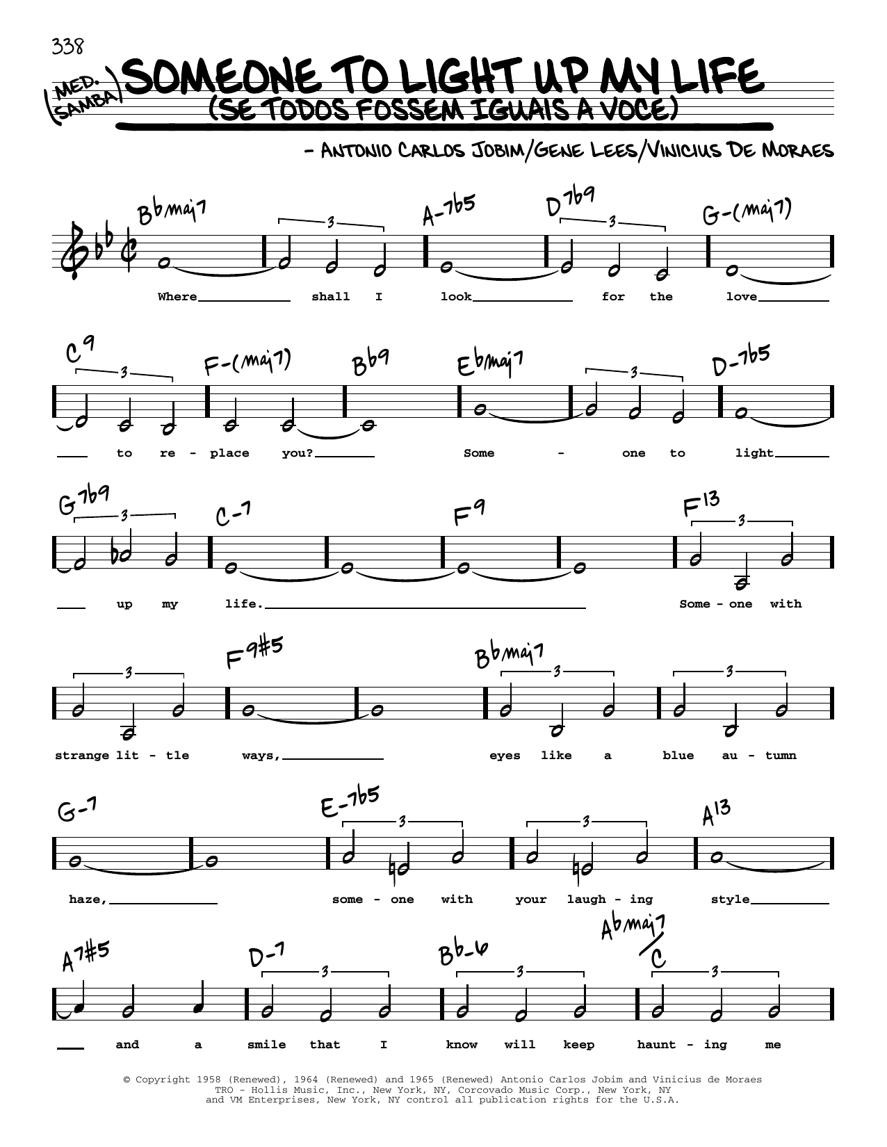 Antonio Carlos Jobim Someone To Light Up My Life (Se Todos Fossem Iguais A Voce) (Low Voice) Sheet Music Notes & Chords for Real Book – Melody, Lyrics & Chords - Download or Print PDF