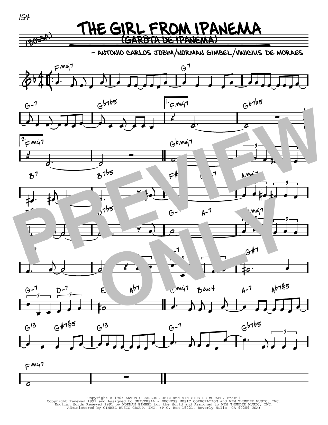 Antonio Carlos Jobim The Girl From Ipanema (Garota De Ipanema) [Reharmonized version] (arr. Jack Grassel) Sheet Music Notes & Chords for Real Book – Melody & Chords - Download or Print PDF