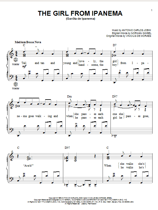 Antonio Carlos Jobim The Girl From Ipanema (Garôta De Ipanema) Sheet Music Notes & Chords for Easy Piano - Download or Print PDF