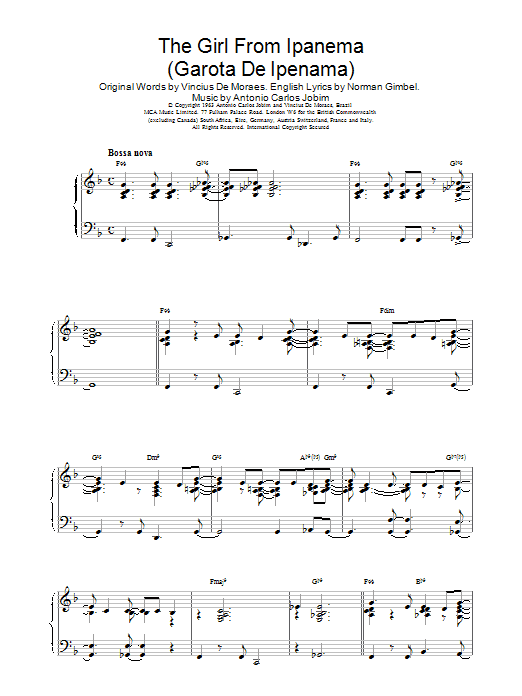 Antonio Carlos Jobim The Girl From Ipanema Sheet Music Notes & Chords for Clarinet - Download or Print PDF