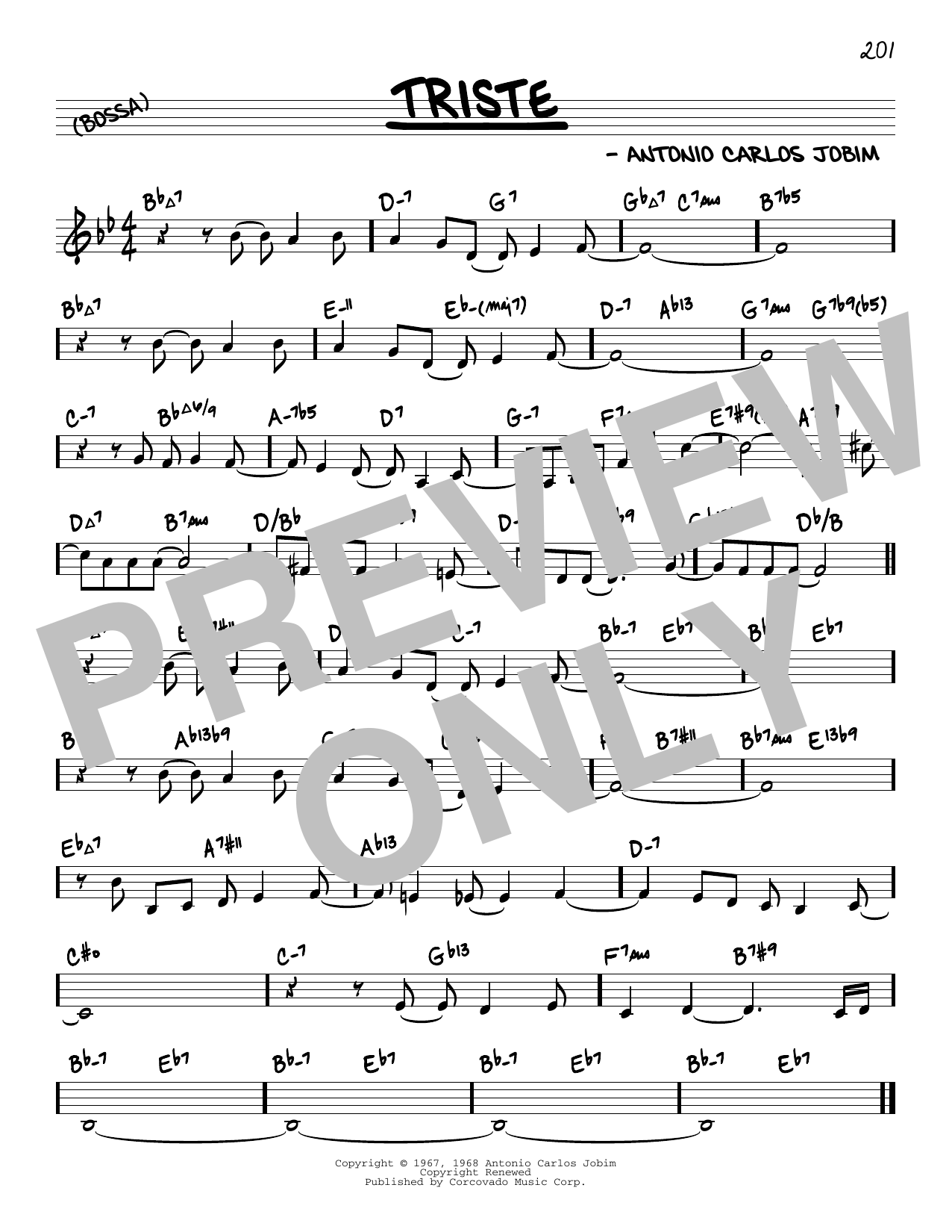 Antonio Carlos Jobim Triste (arr. David Hazeltine) Sheet Music Notes & Chords for Real Book – Enhanced Chords - Download or Print PDF