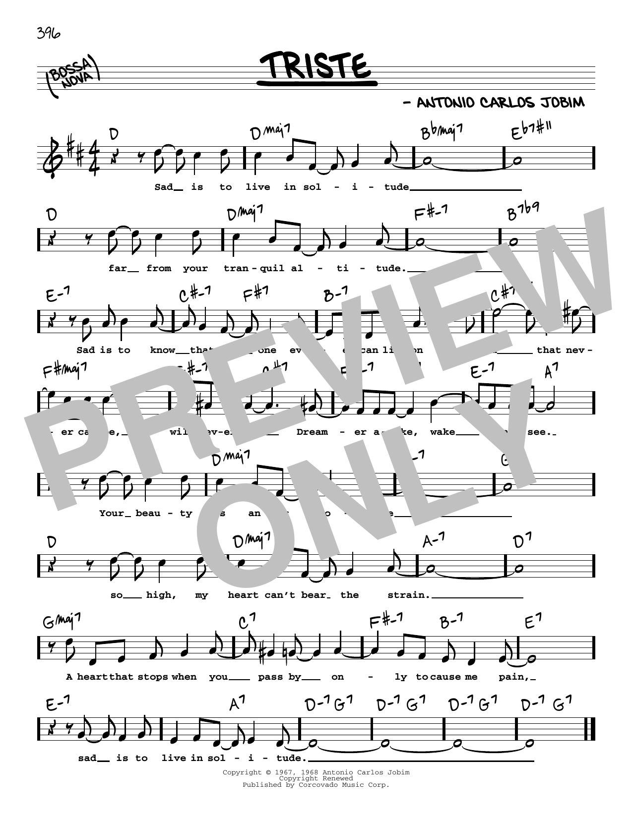 Antonio Carlos Jobim Triste (High Voice) Sheet Music Notes & Chords for Real Book – Melody, Lyrics & Chords - Download or Print PDF