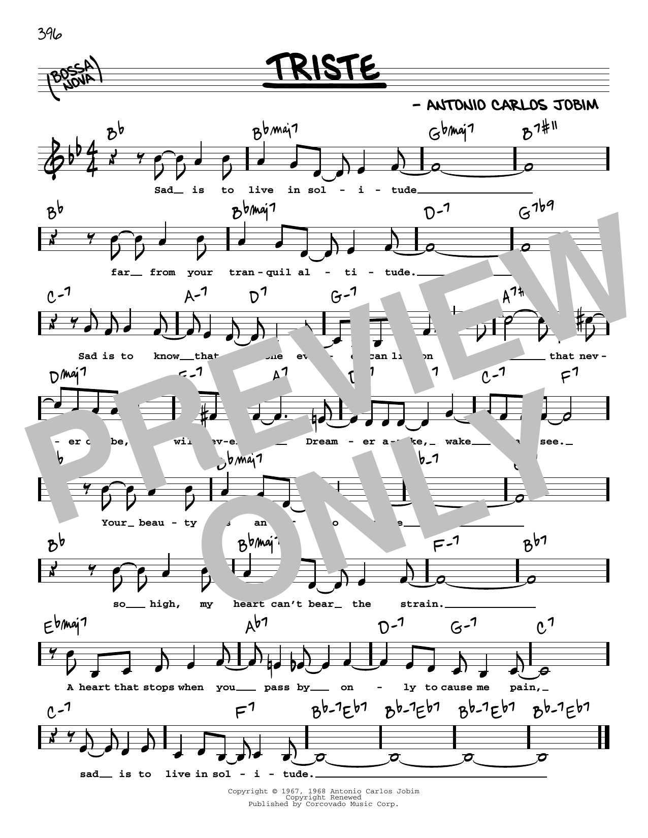 Antonio Carlos Jobim Triste (Low Voice) Sheet Music Notes & Chords for Real Book – Melody, Lyrics & Chords - Download or Print PDF