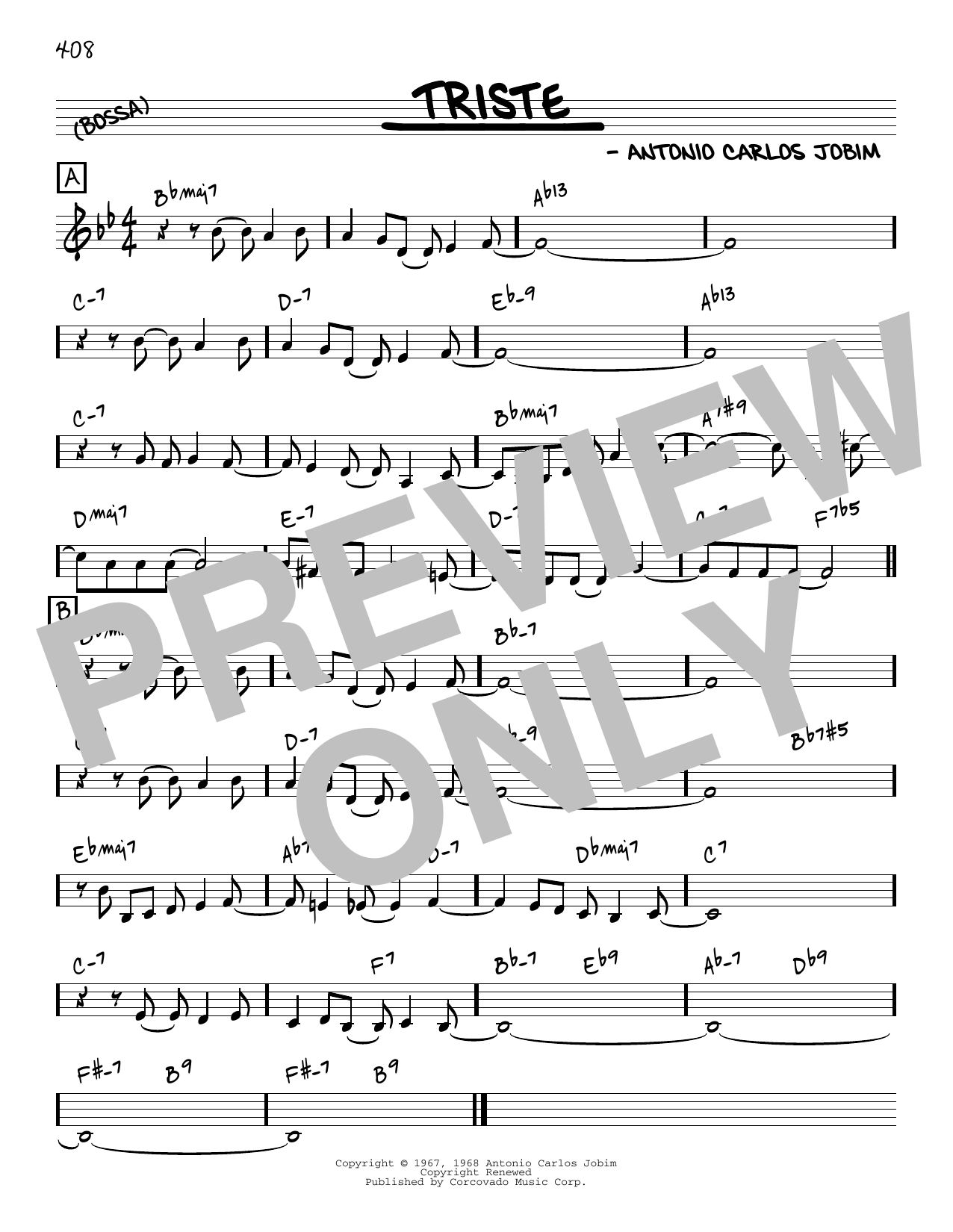 Antonio Carlos Jobim Triste [Reharmonized version] (arr. Jack Grassel) Sheet Music Notes & Chords for Real Book – Melody & Chords - Download or Print PDF