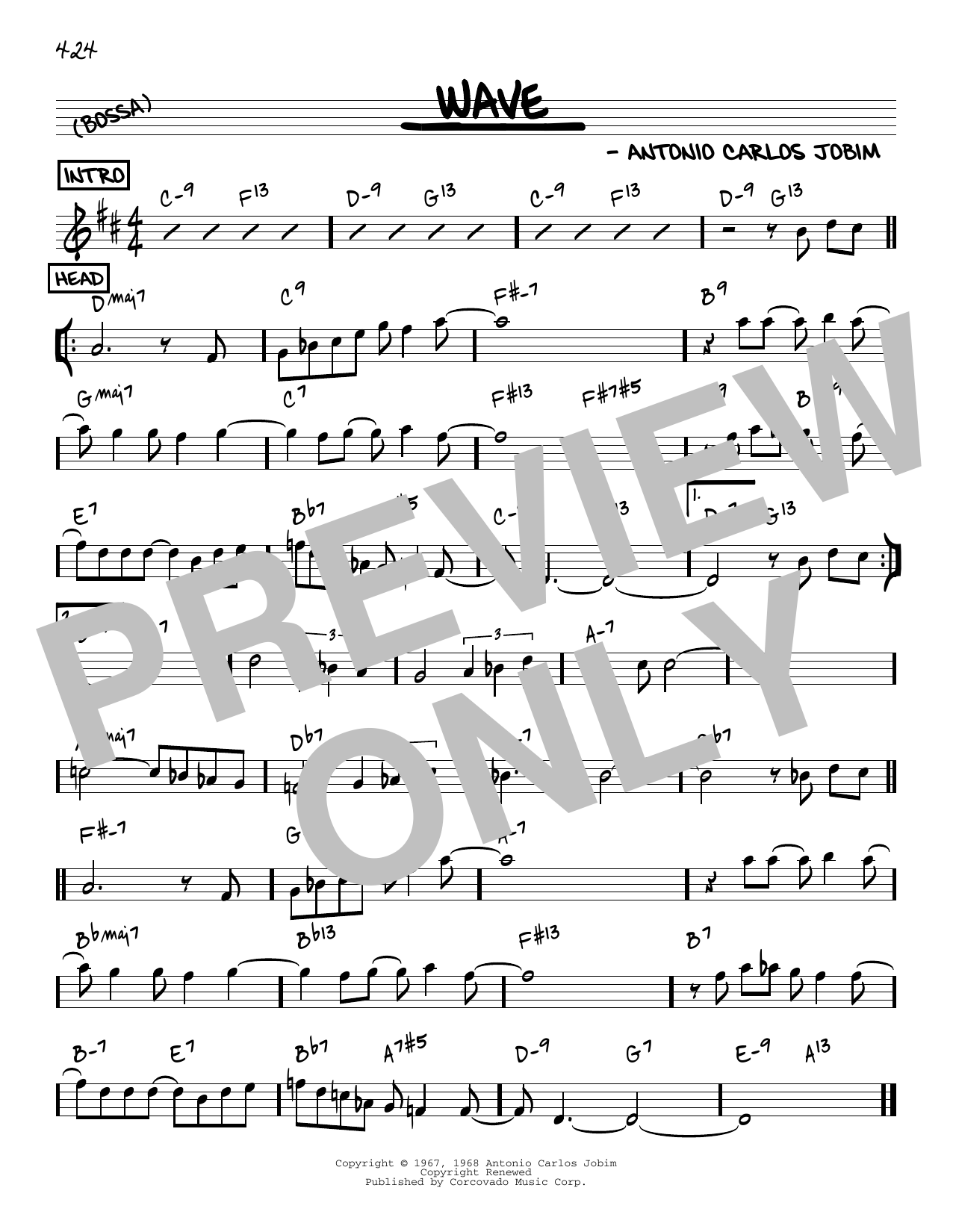 Antonio Carlos Jobim Wave [Reharmonized version] (arr. Jack Grassel) Sheet Music Notes & Chords for Real Book – Melody & Chords - Download or Print PDF