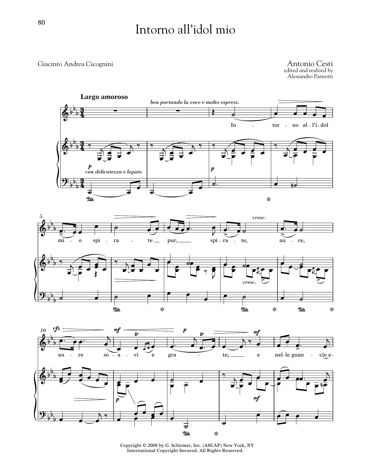 Antonio Cesti Intorno All'idol Mio (Medium Low Voice) Sheet Music Notes & Chords for Piano & Vocal - Download or Print PDF Antonio Cesti Intorno All'idol Mio (Medium Low Voice) Sheet Music Notes & Chords for Piano & Vocal - Download or Print PDF