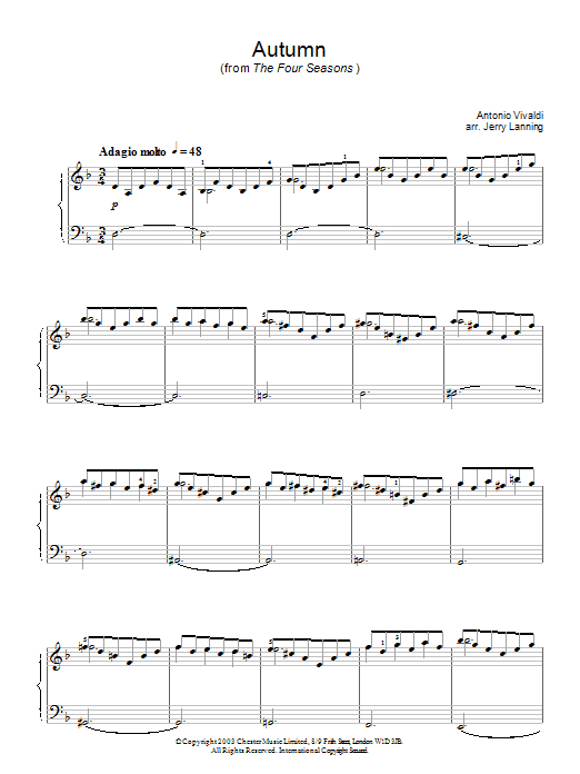 Antonio Vivaldi Autumn (from The Four Seasons) Sheet Music Notes & Chords for Alto Saxophone - Download or Print PDF