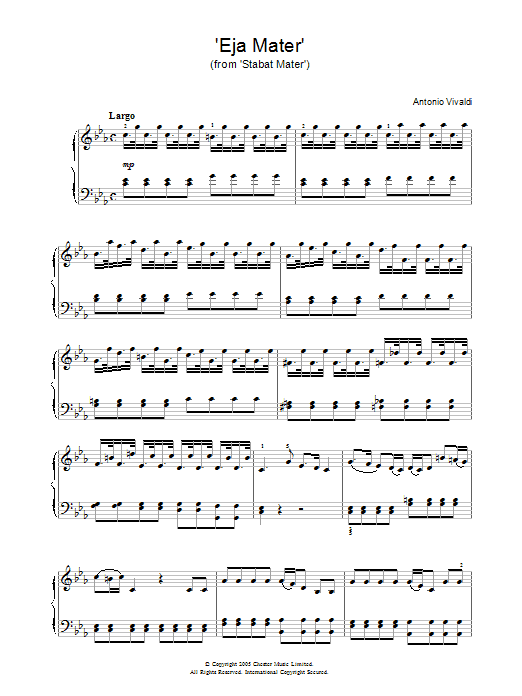 Antonio Vivaldi Eja Mater (from Stabat Mater) Sheet Music Notes & Chords for Piano - Download or Print PDF