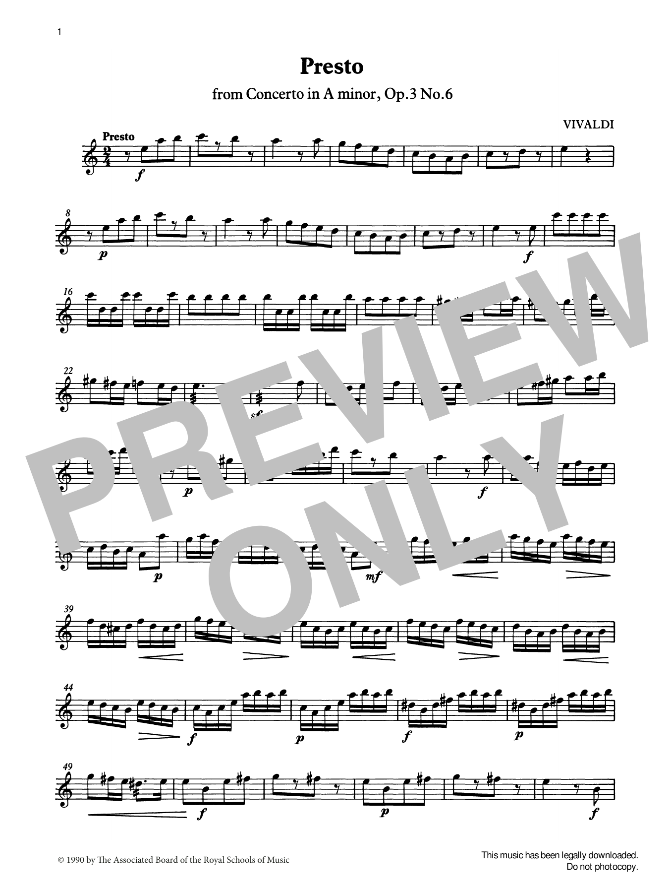 Antonio Vivaldi Presto (score & part) from Graded Music for Tuned Percussion, Book IV Sheet Music Notes & Chords for Percussion Solo - Download or Print PDF