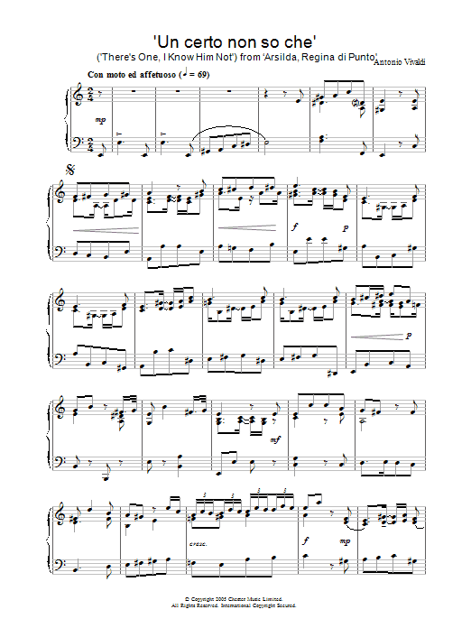 Antonio Vivaldi Un certo non so che (There's One, I Know Him Not) from ‘Arsilda, Regina di Punto' Sheet Music Notes & Chords for Piano - Download or Print PDF