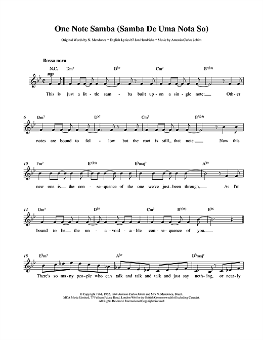 One Note Samba sheet music
