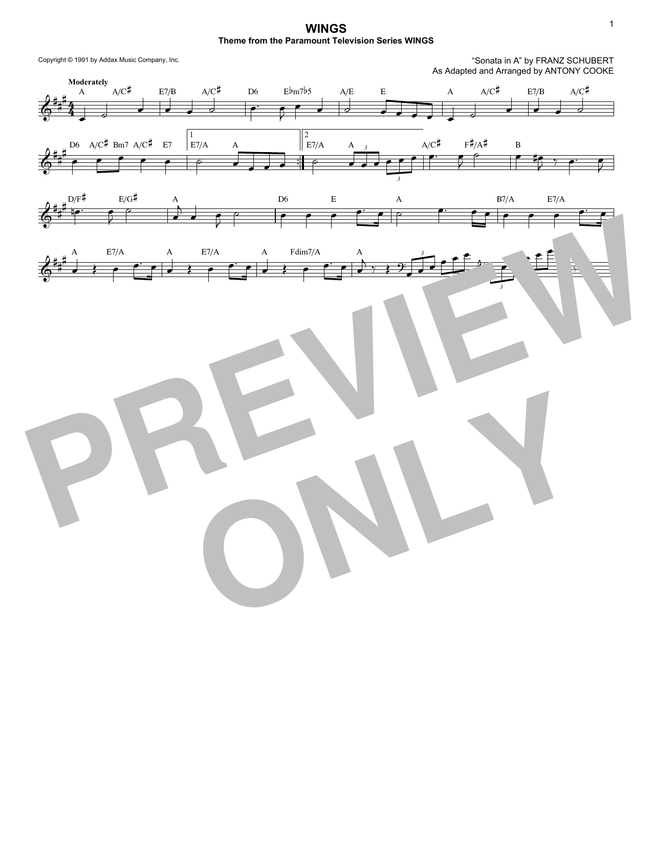 Antony Cooke Wings Sheet Music Notes & Chords for Piano Solo - Download or Print PDF