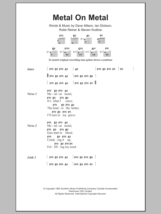 Anvil Metal On Metal Sheet Music Notes & Chords for Lyrics & Chords - Download or Print PDF