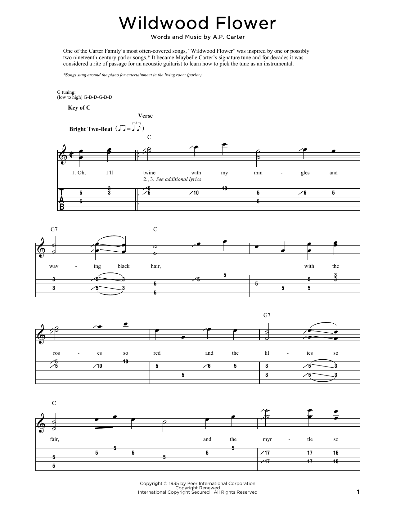 A.P. Carter Wildwood Flower Sheet Music Notes & Chords for Dobro - Download or Print PDF