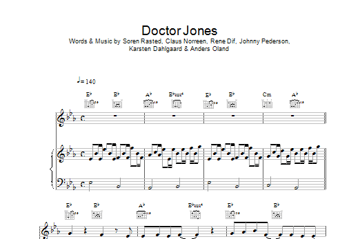Aqua Dr Jones Sheet Music Notes & Chords for Piano, Vocal & Guitar (Right-Hand Melody) - Download or Print PDF
