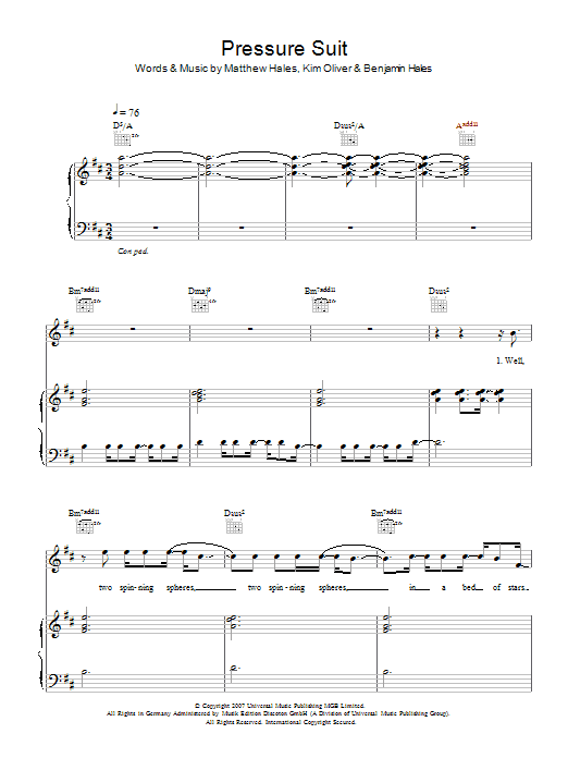 Aqualung Pressure Suit Sheet Music Notes & Chords for Piano, Vocal & Guitar - Download or Print PDF