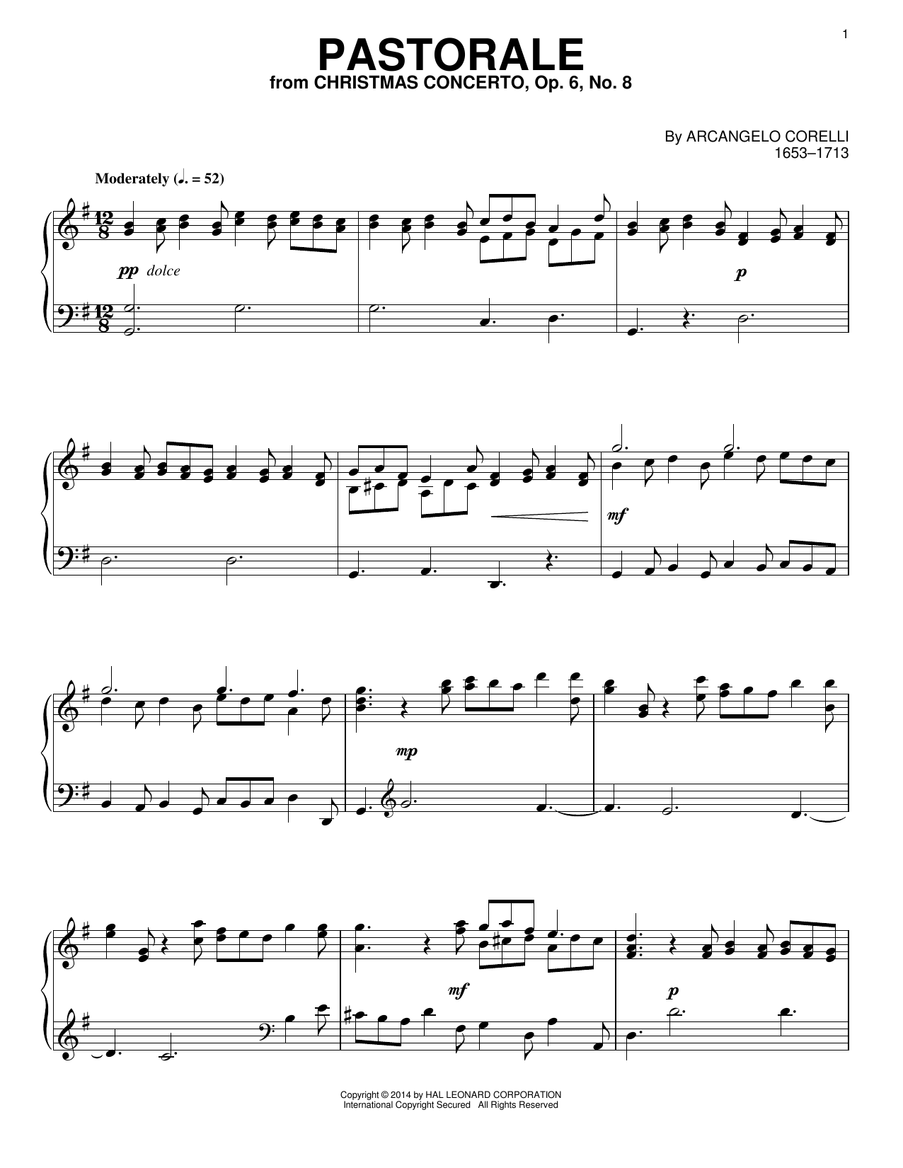Arcangelo Corelli Pastorale Sheet Music Notes & Chords for Piano - Download or Print PDF