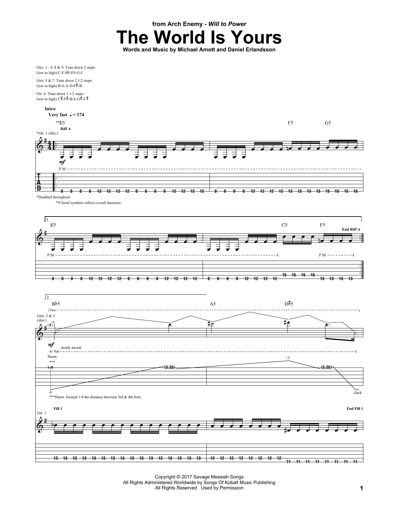 Arch Enemy The World Is Yours Sheet Music Notes & Chords for Guitar Tab - Download or Print PDF