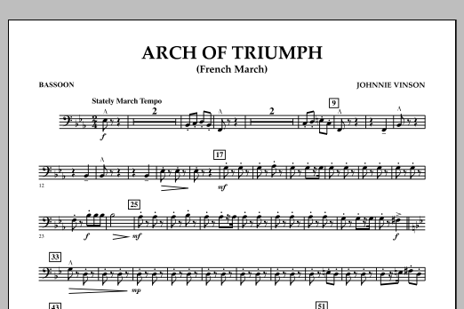 Johnnie Vinson Arch Of Triumph French March Bassoon Chords