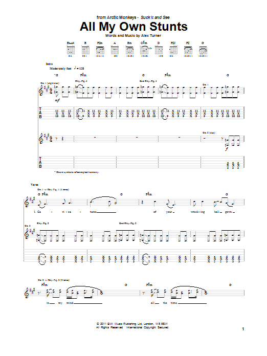 Arctic Monkeys All My Own Stunts Sheet Music Notes & Chords for Guitar Tab - Download or Print PDF