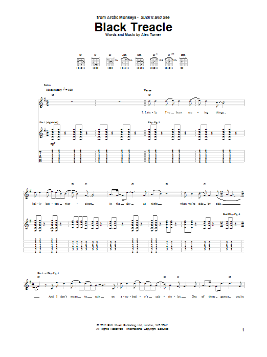 Arctic Monkeys Black Treacle Sheet Music Notes & Chords for Guitar Tab - Download or Print PDF