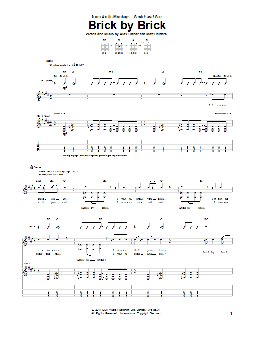 Arctic Monkeys Brick By Brick Sheet Music Notes & Chords for Guitar Tab - Download or Print PDF