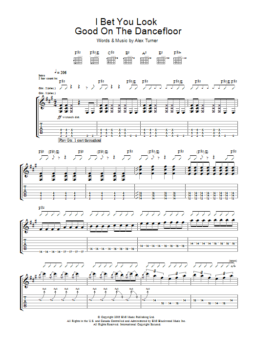 Arctic Monkeys I Bet You Look Good On The Dance Floor Sheet Music Notes & Chords for Guitar Tab - Download or Print PDF