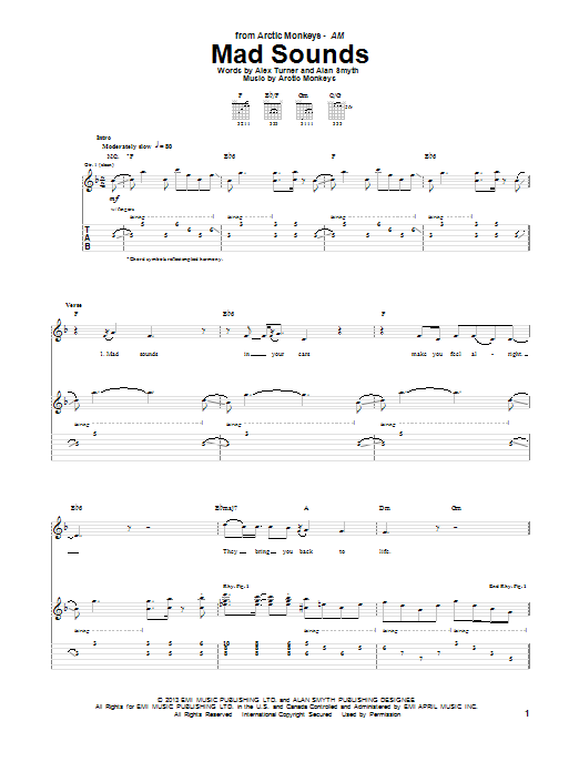 Arctic Monkeys Mad Sounds Sheet Music Notes & Chords for Guitar Tab - Download or Print PDF