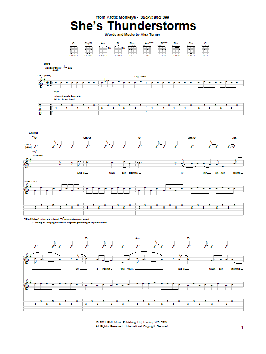 Arctic Monkeys She's Thunderstorms Sheet Music Notes & Chords for Guitar Tab - Download or Print PDF