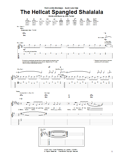 Arctic Monkeys The Hellcat Spangled Shalalala Sheet Music Notes & Chords for Guitar Tab - Download or Print PDF