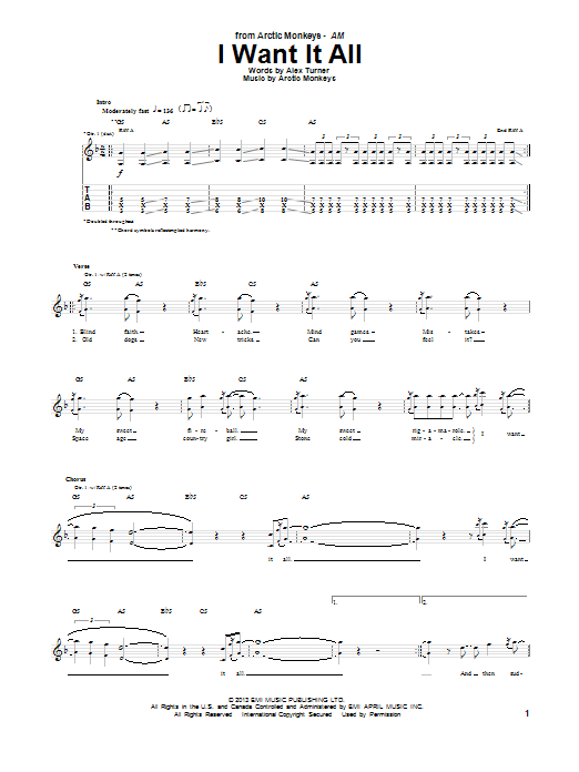 Arctic Monkeys I Want It All Sheet Music Download Pdf Score