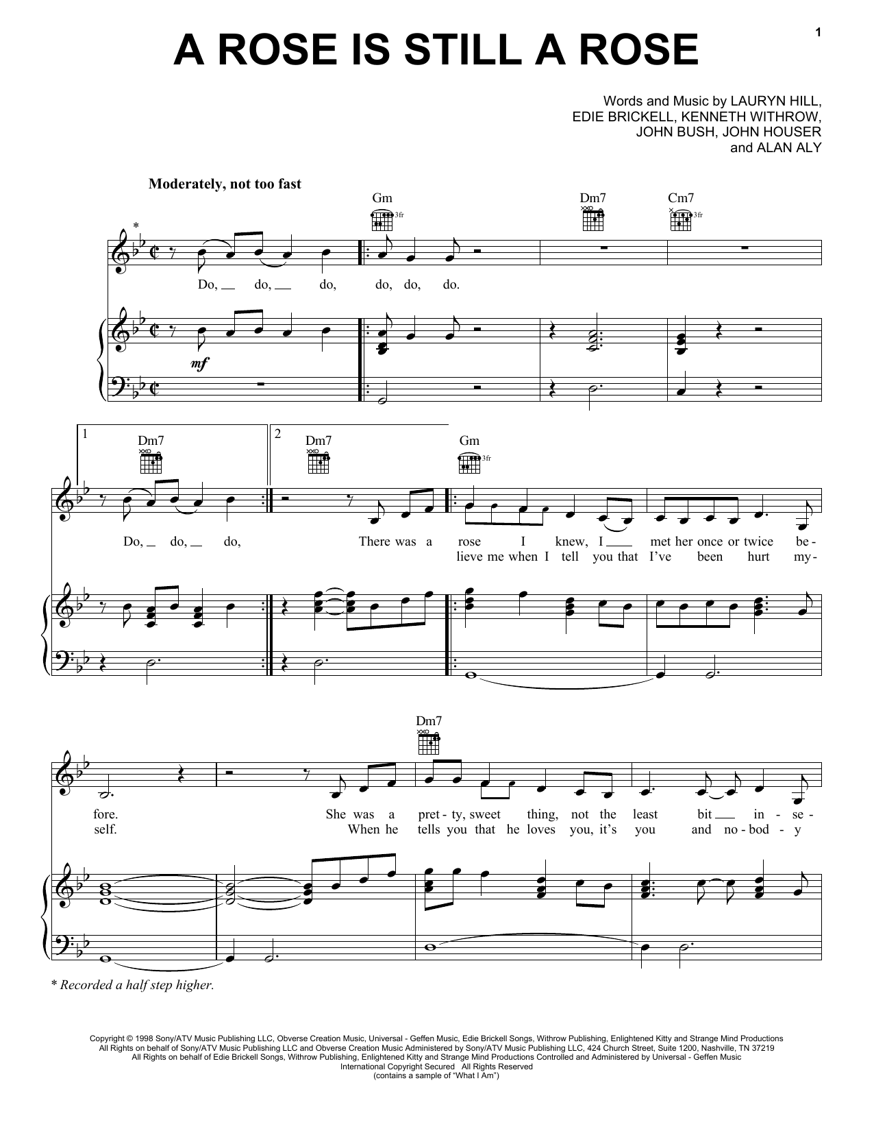 Aretha Franklin A Rose Is Still A Rose Sheet Music Notes & Chords for Piano, Vocal & Guitar (Right-Hand Melody) - Download or Print PDF