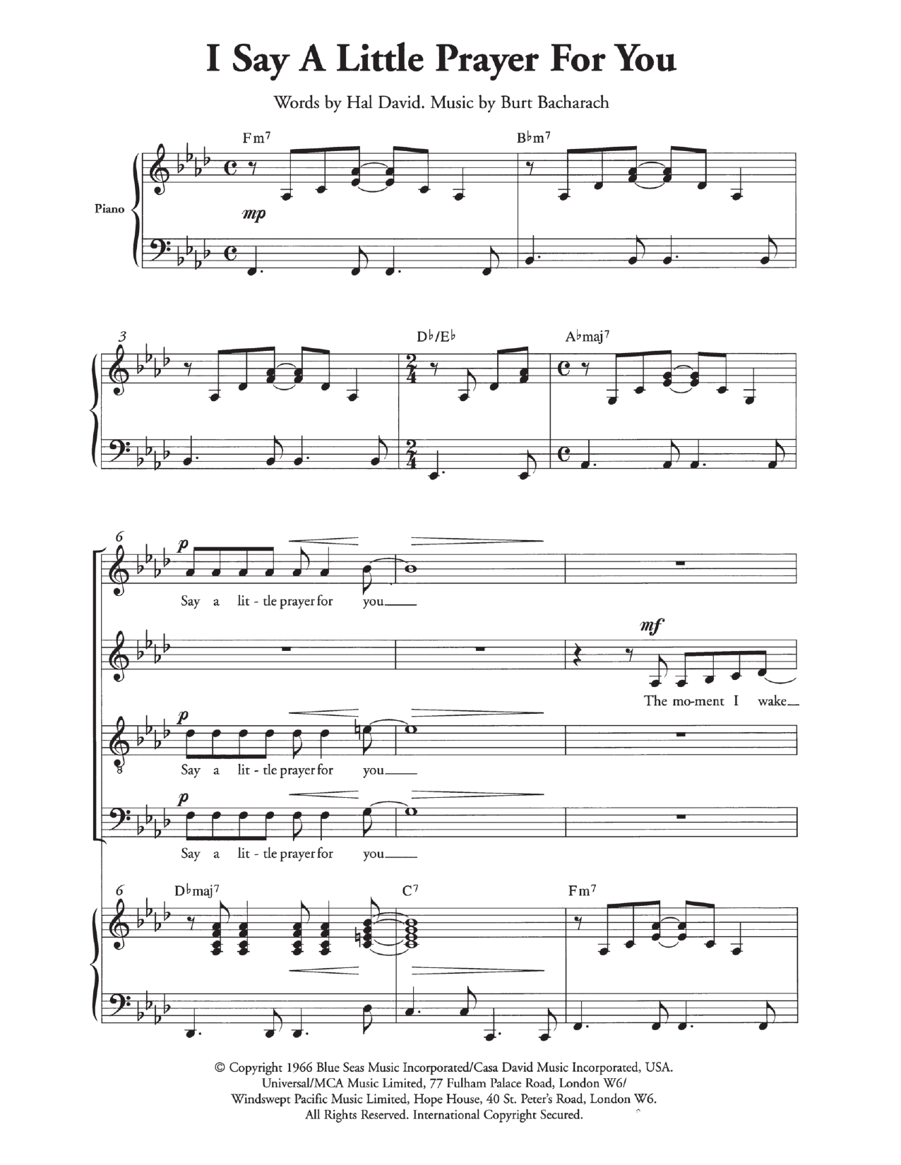 Aretha Franklin I Say A Little Prayer (arr. Berty Rice) Sheet Music Notes & Chords for SATB - Download or Print PDF