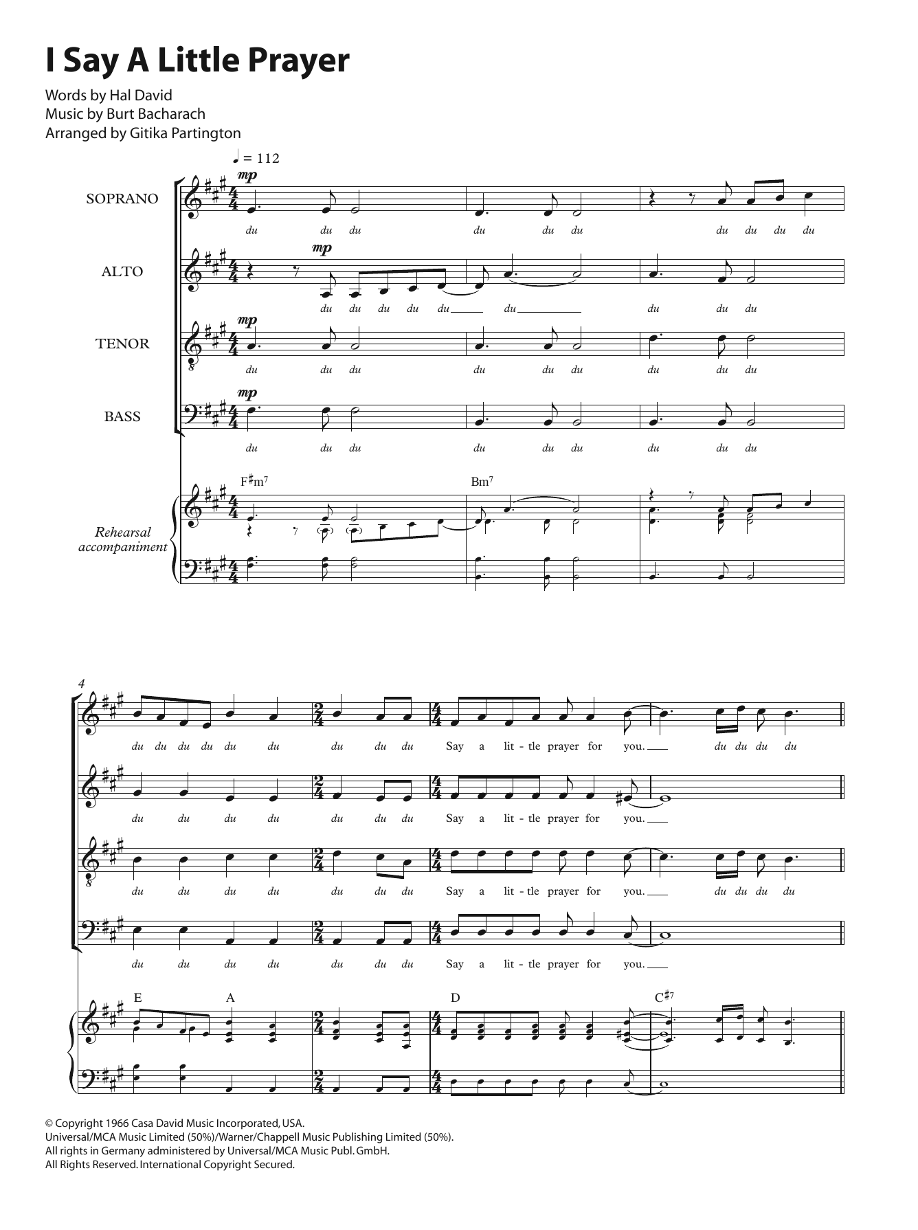 Aretha Franklin I Say A Little Prayer (arr. Gitika Partington) Sheet Music Notes & Chords for SATB - Download or Print PDF