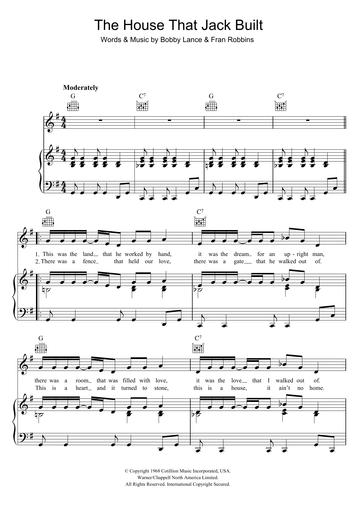 Aretha Franklin The House That Jack Built Sheet Music Notes & Chords for Piano, Vocal & Guitar (Right-Hand Melody) - Download or Print PDF