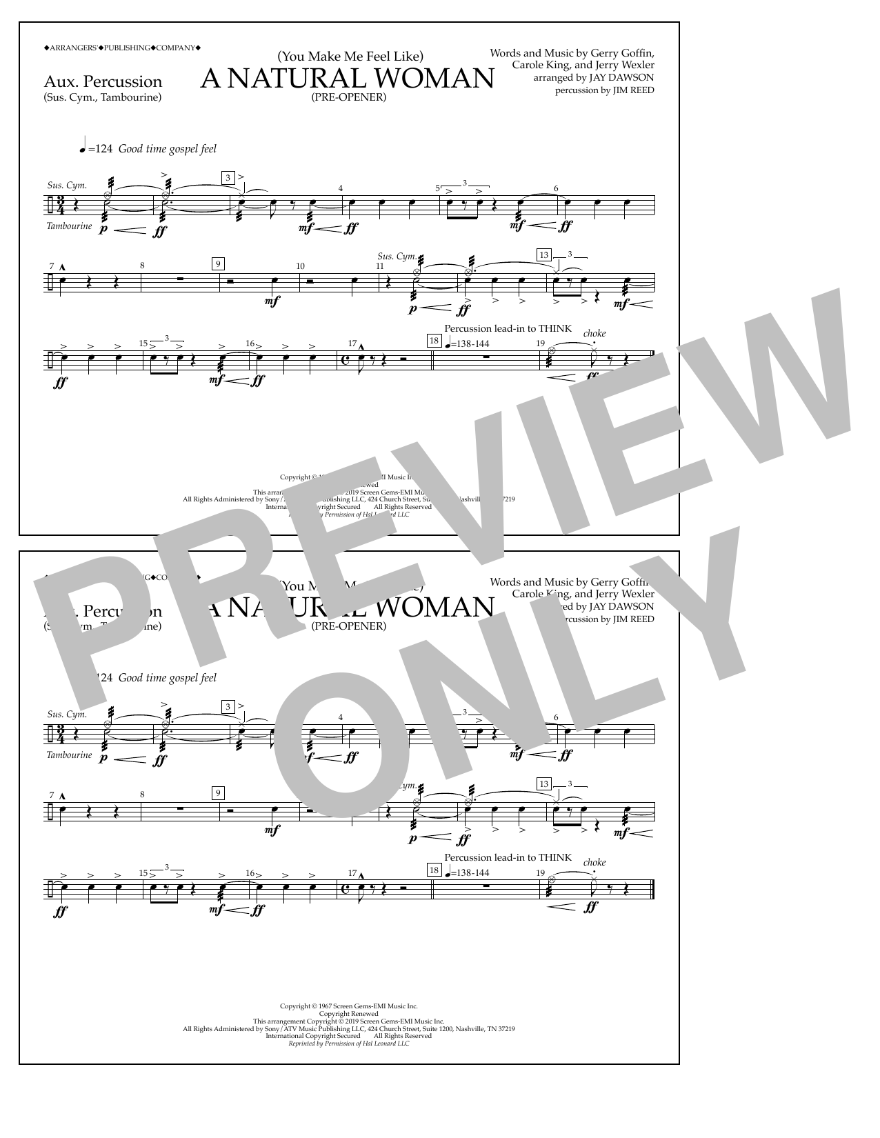 Aretha Franklin (You Make Me Feel Like) A Natural Woman (Pre-Opener) (arr. Jay Dawson) - Aux. Percussion Sheet Music Notes & Chords for Marching Band - Download or Print PDF