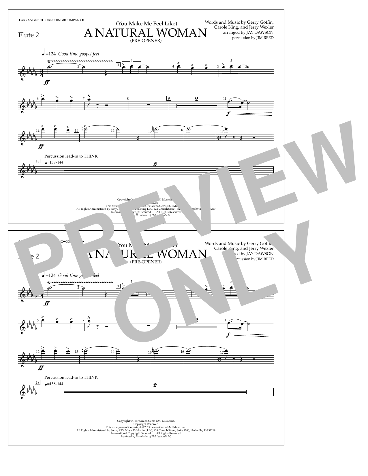 Aretha Franklin (You Make Me Feel Like) A Natural Woman (Pre-Opener) (arr. Jay Dawson) - Flute 2 Sheet Music Notes & Chords for Marching Band - Download or Print PDF