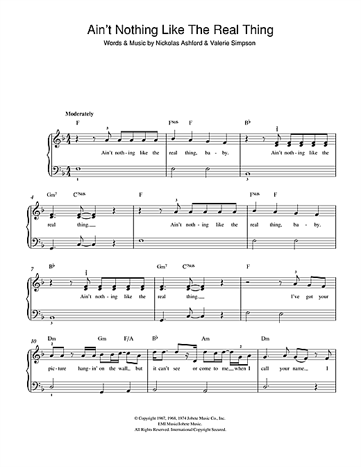 Aretha Franklin Ain't Nothing Like The Real Thing Sheet Music Notes & Chords for Beginner Piano - Download or Print PDF