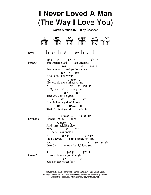 I Never Loved A Man (The Way I Love You) sheet music