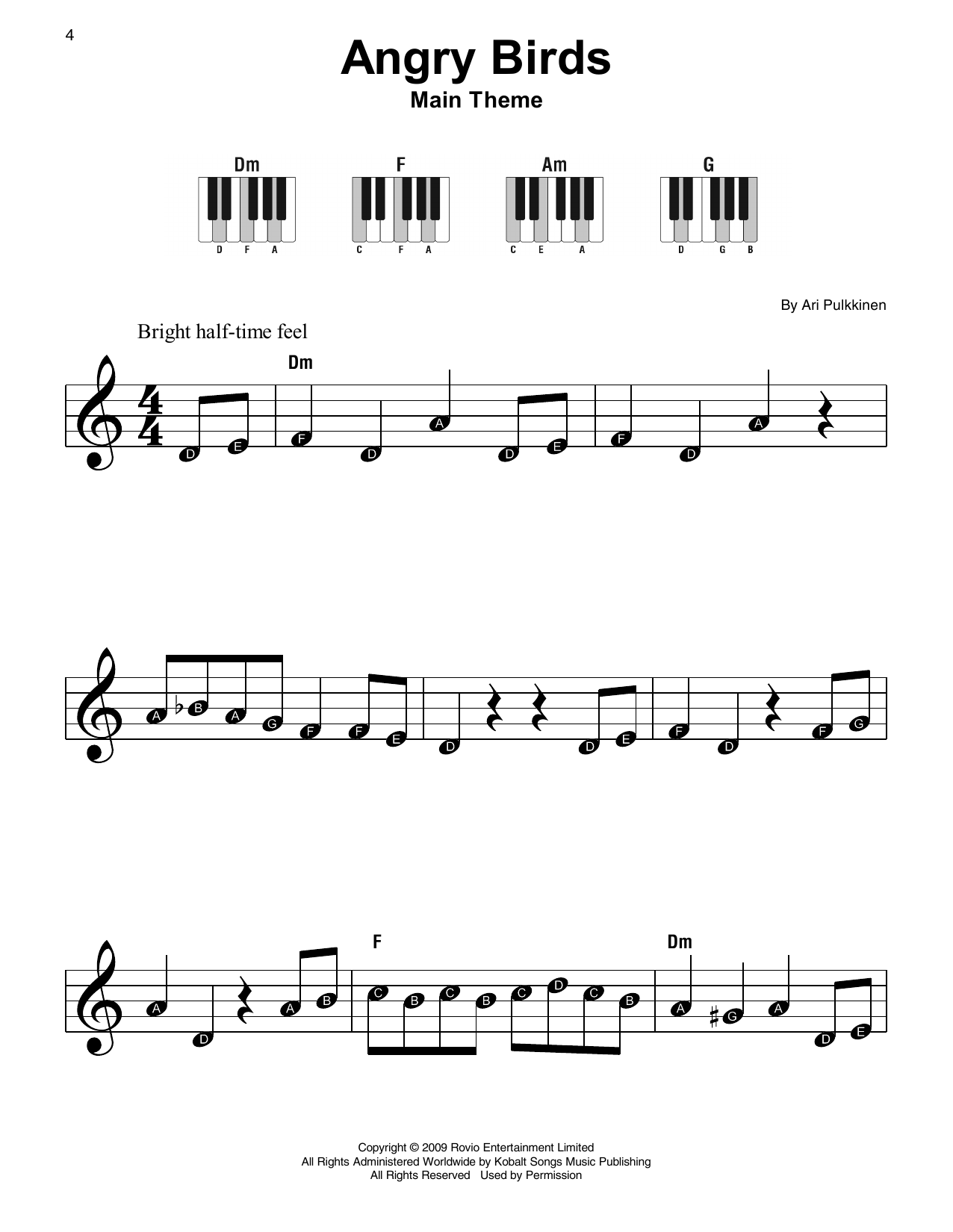 Ari Pulkkinen Angry Birds (Main Theme) Sheet Music Notes & Chords for Super Easy Piano - Download or Print PDF