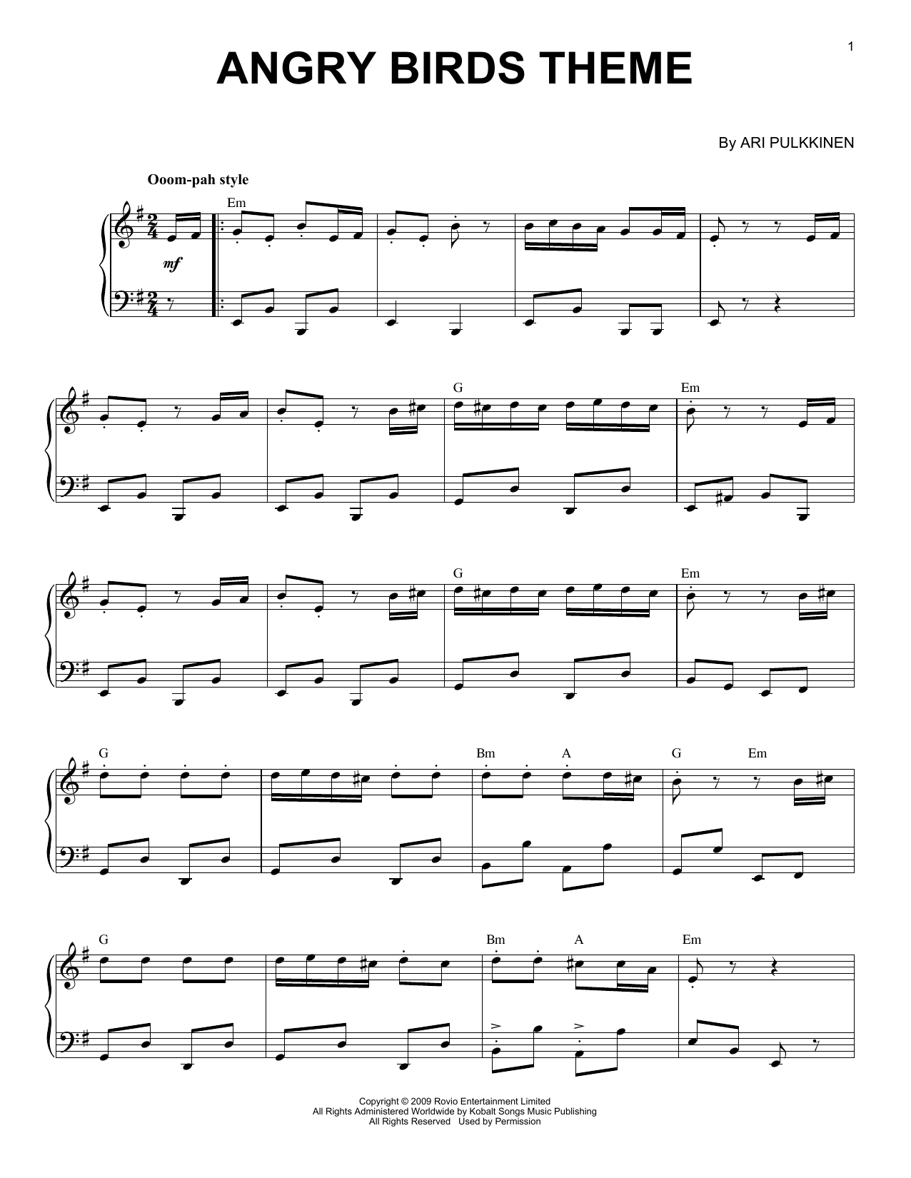 Ari Pulkkinen Angry Birds Theme Sheet Music Notes & Chords for Solo Guitar Tab - Download or Print PDF