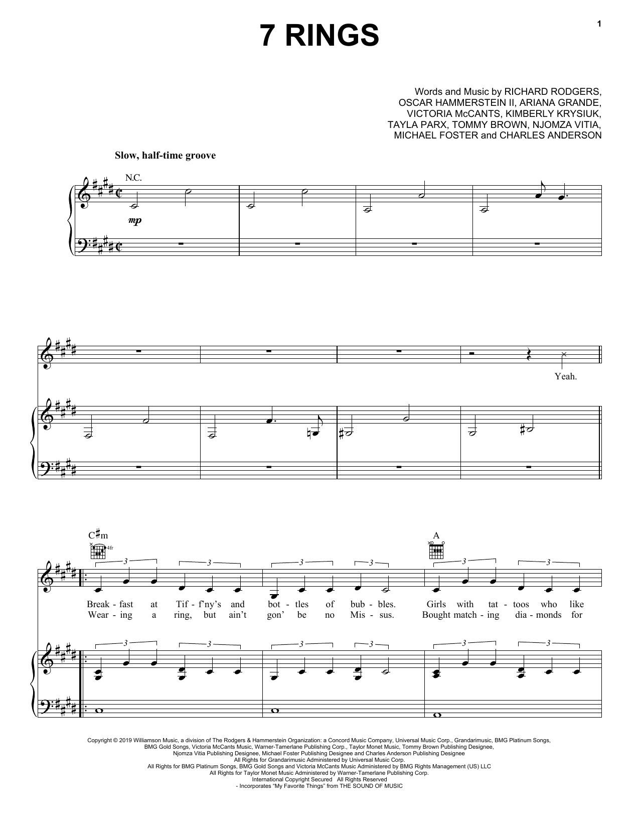 Ariana Grande 7 Rings Sheet Music Notes & Chords for Easy Piano - Download or Print PDF