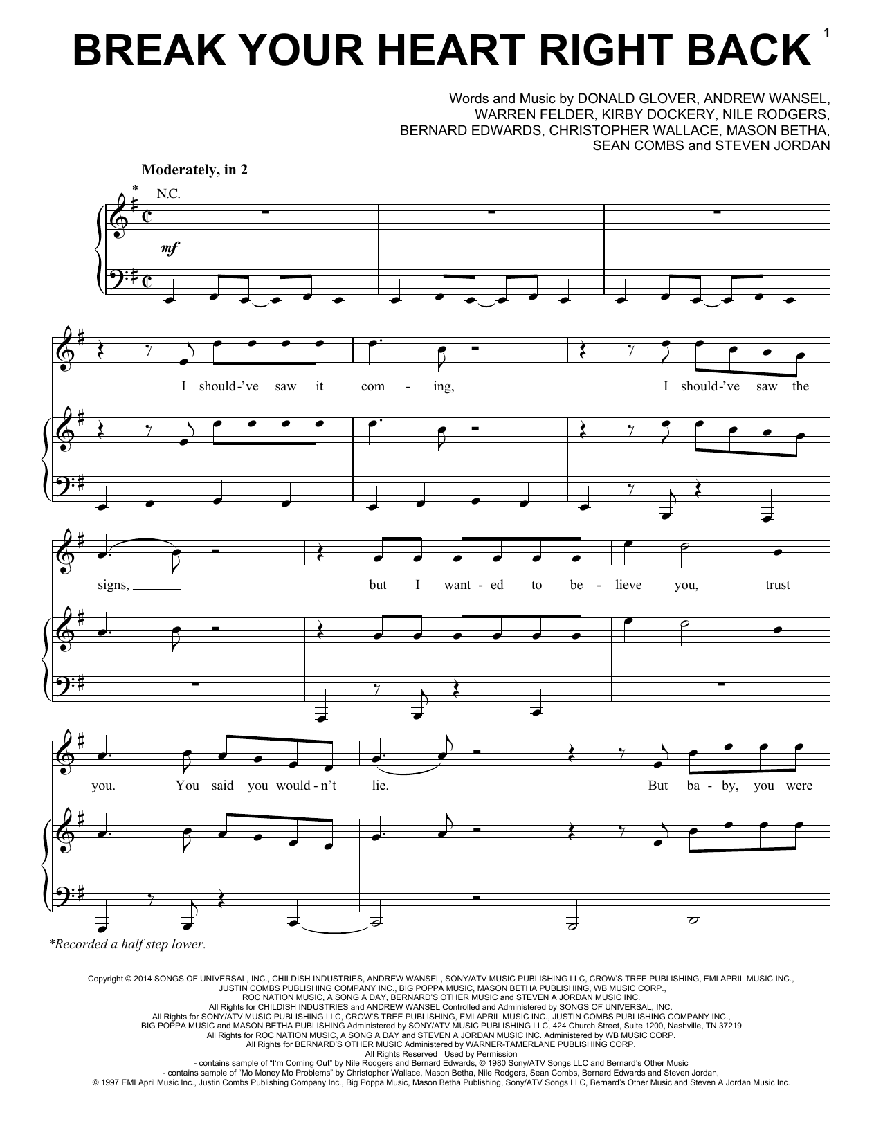 Ariana Grande Break Your Heart Right Back Sheet Music Notes & Chords for Piano, Vocal & Guitar (Right-Hand Melody) - Download or Print PDF