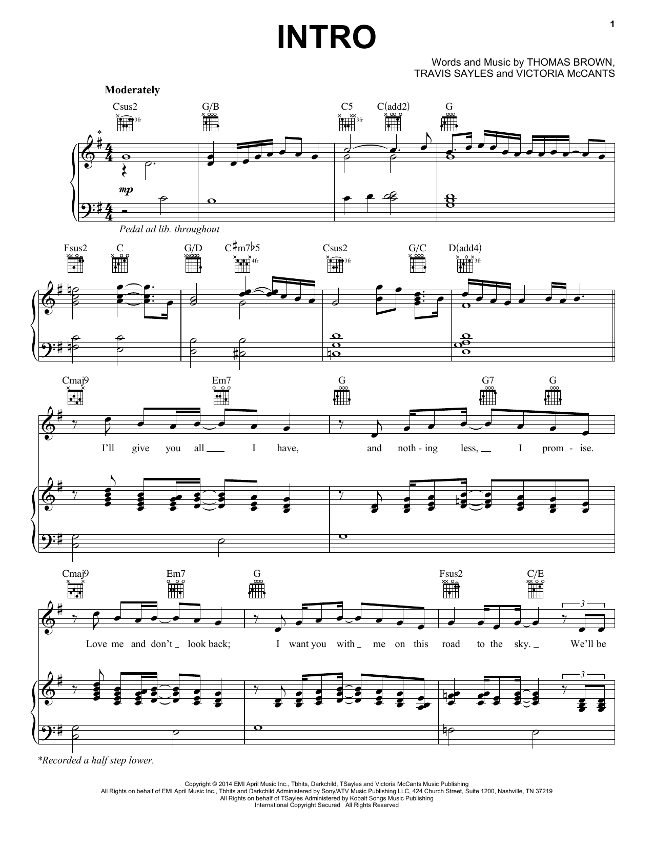 Ariana Grande Intro Sheet Music Notes & Chords for Piano, Vocal & Guitar (Right-Hand Melody) - Download or Print PDF
